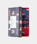 - Socken-Geschenkbox in Blau Rot mit Hund Tier Katze Motiv/Muster