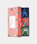 - Socken-Geschenkbox in Blau Rot Grün mit Pflanze Motiv/Muster