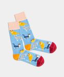 - Socken in Blau mit Tier Katze Motiv/Muster