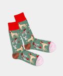- Socken in Grün mit Hund Tier Motiv/Muster