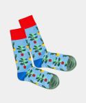 - Socken in Blau mit Pflanze Motiv/Muster