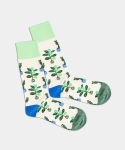 - Socken in Weiss Beige mit Pflanze Motiv/Muster