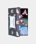 - Socken-Geschenkbox in Blau Schwarz Grün mit Hund Tier Katze Motiv/Muster
