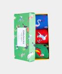 - Socken-Geschenkbox in Blau Rot Grün mit Tier Flamingo Motiv/Muster