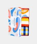 - Socken-Geschenkbox in Gelb Blau Orange Beige mit Camouflage Streifen Geometrisch Motiv/Muster