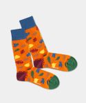 - Socken in Orange mit Pflanze Blätter Motiv/Muster