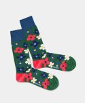 - Socken in Grün mit Blumen Motiv/Muster