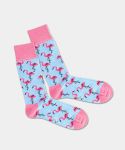 - Socken in Blau mit Tier Flamingo Motiv/Muster