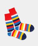 - Socken in Gelb Blau Rot mit Streifen Motiv/Muster