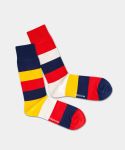 - Socken in Gelb Blau Rot Weiss mit Streifen Motiv/Muster