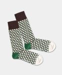 - Socken in Beige Grün mit Dice Geometrisch Motiv/Muster