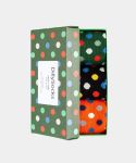 - Socken-Geschenkbox in Schwarz Orange Grün mit Punkte Motiv/Muster