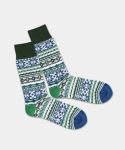 - Socken in Grün mit Nordisch Motiv/Muster