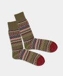 - Socken in Grün mit Nordisch Motiv/Muster