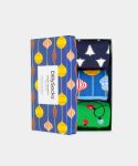 - Socken-Geschenkbox in Grün Blau Schwarz mit Weihnachten Motiv/Muster