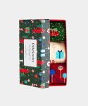 - Socken-Geschenkbox in Rot Beige Grün mit Weihnachten Motiv/Muster