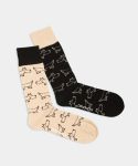 - Socken in Beige mit Tier Hund Motiv/Muster