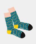 - Socken in Grün mit Schule Motiv/Muster
