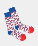 - Socken in Rot Weiss Blau mit Geometrisch Motiv/Muster
