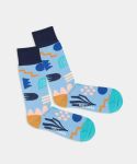 - Socken in Blau mit Geometrisch Motiv/Muster