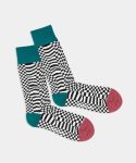 - Socken in Weiss Schwarz mit Streifen Geometrisch Motiv/Muster
