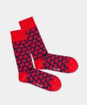 - Socken in Blau Rot mit Herz Motiv/Muster