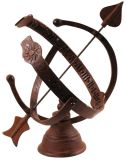 Sonnenuhr Antik-Stil Gusseisen Rostbraun Gartendeko 32cm