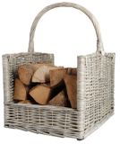 Kaminholzkorb Weide Feuerholzkorb Rattan Eckig Grau 48x35cm