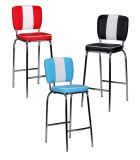 FineBuy 2er Set Barhocker American Diner 50er Jahre Retro Barstuhl, Sitzfläche mit Rücken-Lehne, Fußstütze, Sitzhöhe 76 cm
