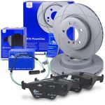Ate POWERDISC Bremsscheiben +CERAMIC Bremsbeläge +Warnkontakte vorne [Hersteller-Nr. 10698301] für BMW