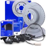 Ate POWERDISC Bremsscheiben +CERAMIC Bremsbeläge +Warnkontakte vorne [Hersteller-Nr. 10698580] für BMW