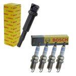 Bosch Zündspule + Zündkerze 4x Bmw: X3, X1, 7, 6, 5 0242235776 : 0221504464