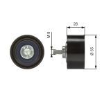 GATES Umlenk-/Führungsrolle, Keilrippenriemen DriveAlign® T36373 links 55mm für BMW 7800562 11287800562