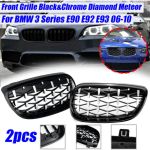2 STÜCKE Schwarz und Chrom Diamant Meteor Kühlergrill für BMW 3er E90 E92 E93