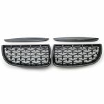 Vordere Stoßstangenhaube Kühlergrill Augenlider Dual Slat Diamond Style Glänzendes Schwarz Für BMW 3er E90 E91 05-08