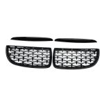 Paar Diamond Style Front Nierengitter Obere Haube Augenlider Schwarz glänzend Für BMW 3er E90 E91 2005-2008