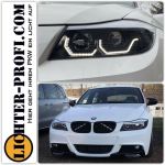3D Led Angel Eyes Scheinwerfer Set schwarz für BMW 3er E90 E91 BJ 05 - 08 Neu!