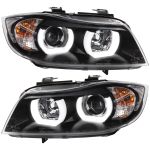 Scheinwerfer Set 3D U LED Angel Eyes für BMW 3er E90 E91 Bj. 05-08 Limo Touring