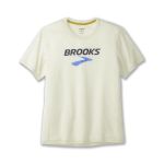 Brooks Distance Kurzarm T-shirt Cremeweiß, Größe XS