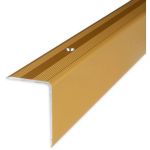 Proviston - Treppenkante | Aluminium | Goldfarbig | Breite 30 mm | Höhe 42 mm | Länge 2700 mm | Gebohrt | Treppenkantenprofil | Treppenwinkel |