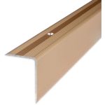 Proviston - Treppenkante | Aluminium | Bronze Hell | Breite 30 mm | Höhe 42 mm | Länge 1000 mm | Gebohrt | Treppenkantenprofil | Treppenwinkel |