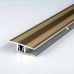Klick-Übergangsprofil | Aluminium eloxiert | Goldfarbig | Breite 33.5 mm | Höhe 7 - 10 mm | Länge 1000 mm | Gebohrt | Klicksystem | Übergangsschiene