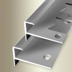 PROVISTON | Treppenkantenprofil | Breite:36 mm | Höhe:18.5 mm | Länge:1000 mm | Winkelprofil | Metallprofil | Aluminium eloxiert | Silber | Gebohrt |