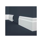 Fußbodenleiste | Polystyrol | 24.5 x 108 x 2000 mm | Weiß | Sockelleiste | Schlagfest | Hamburger Profil | Wasserbeständig | Leichte Montage | 2