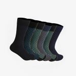 6er Pack Bambus Socken mit Streifen- navy/schwarz 44-47
