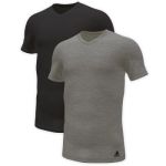 adidas 2P Active Flex Cotton 3 Stripes V-Neck T-Shirt Schwarz/Grau Baumwolle Large Herren