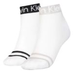 Calvin Klein 2P Logo Welt Quarter Socks Weiß One Size Damen