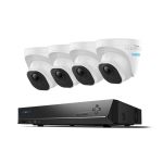Reolink 5MP Überwachungskamera Set, 4X PoE Dome Kamera Überwachung Aussen und 8CH 2TB HDD NVR für 24/7 Videoüberwachung, RLK8-520D4