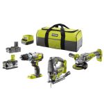 Ryobi Akku-Maschinen-Set 'One+ R18CK3BL-242S' 18 V, 7-teilig inkl. 2 Akkus (2 Ah / 4 Ah)