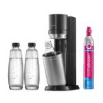 SodaStream DUO Vorteilspack black | Wasseraufbereiter | Schwarz | Edelstahl | 2x Glasflaschen | 1x Kunststoffflasche | Trinkwassersprudler |  CO2-Zylinder für ca. 60 Liter 